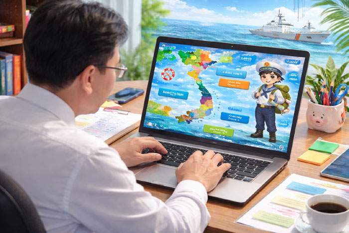 Mình đã tạo thành công trò chơi "Em yêu biển đảo quê hương"